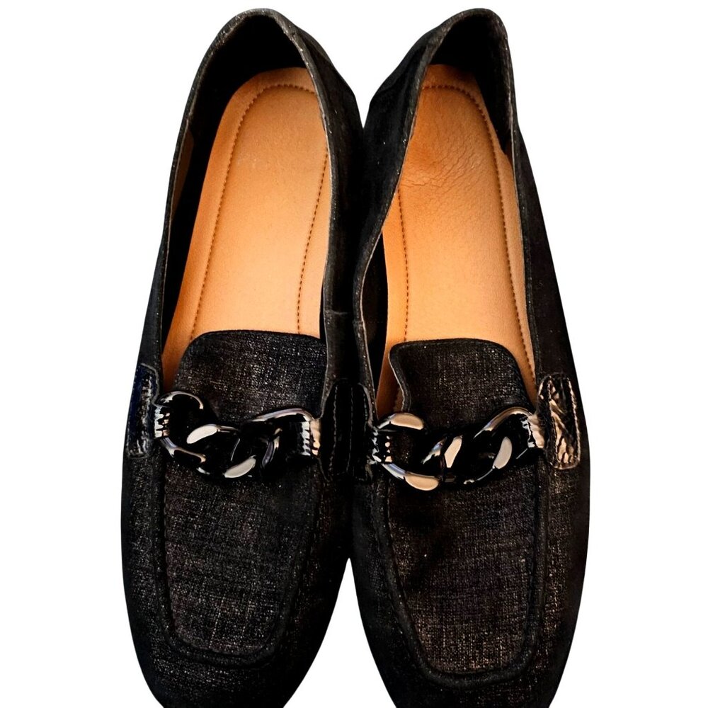 Donald Pliner Women's Black Suede Chain Loafers Size 7.5 - Picture 4 of 8